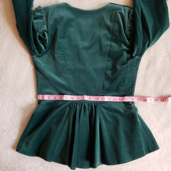 Vintage Green Velvet 80s Peplum Power Suit - Picture 8 of 16